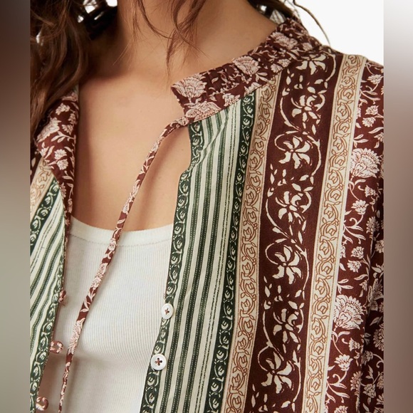 Free People Batik Boder Cardigan - Chestnut Combo - Picture 5 of 6